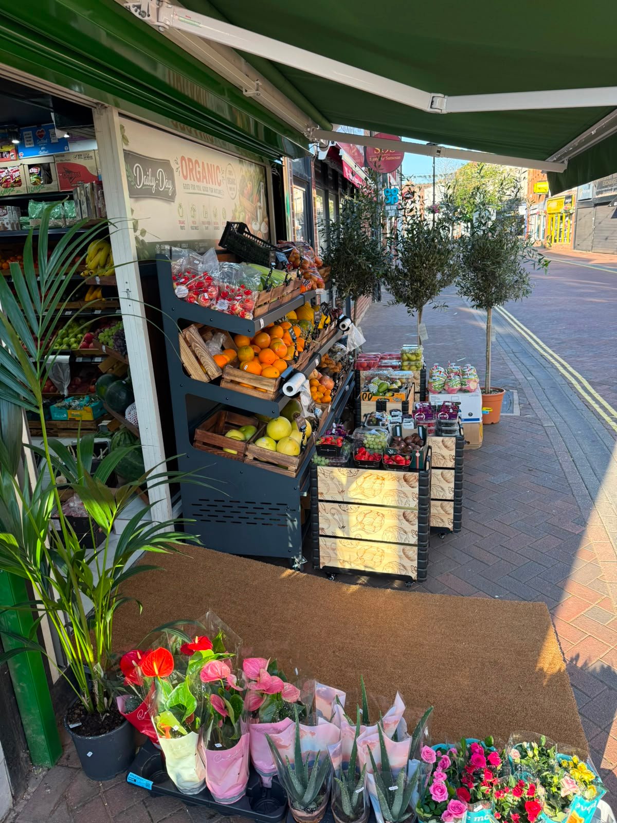 Produce and flowers outside Daily Day